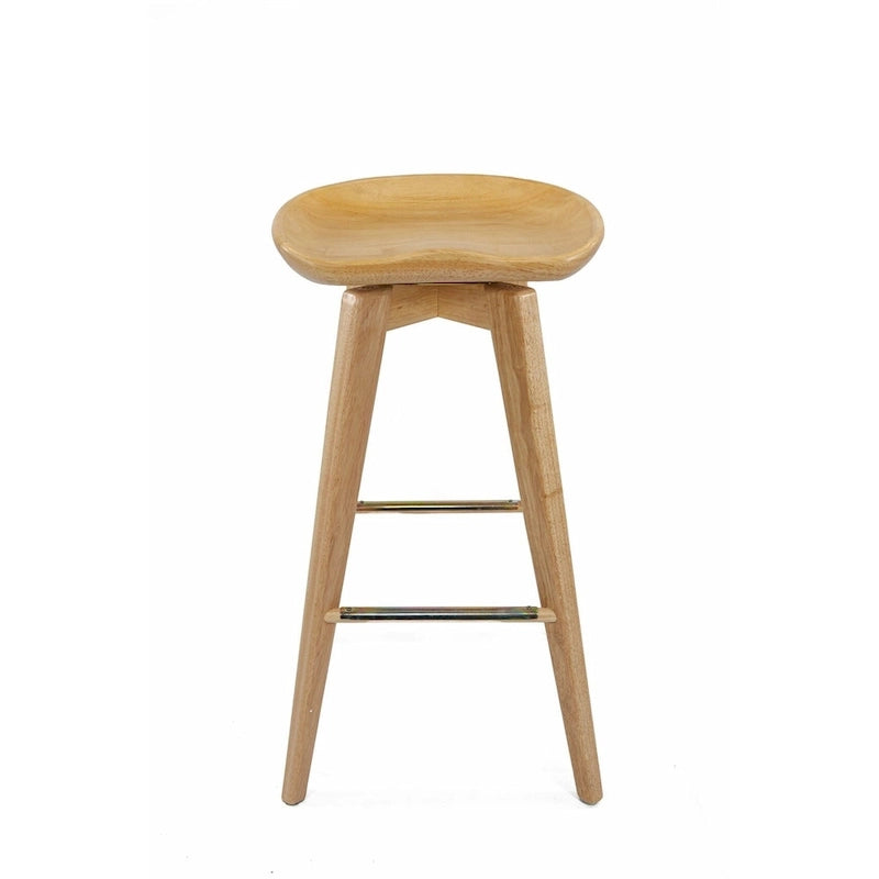 Bali Backless Wood Swivel Indoor Barstool - N/A