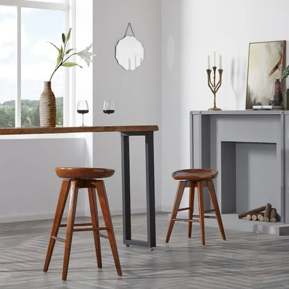Bali Backless Wood Swivel Indoor Barstool - N/A