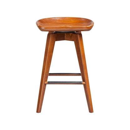 Bali Backless Wood Swivel Indoor Barstool - N/A