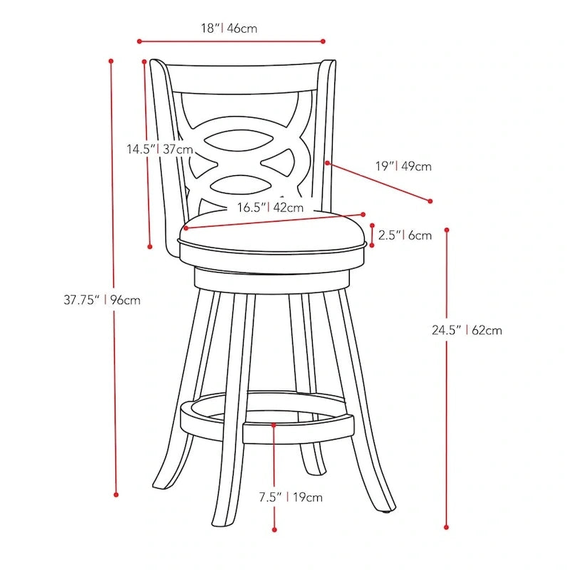Set of 2 Solid Wood Base Swivel Counter-Height Barstool
