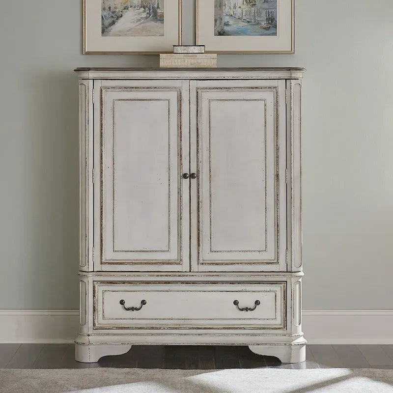 Magnolia Manor Antique White & Weathered Bark Door Chest