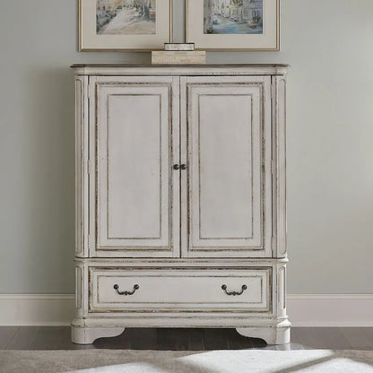 Magnolia Manor Antique White & Weathered Bark Door Chest