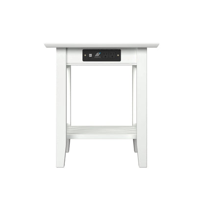 Mission End Table with Charging Station in White