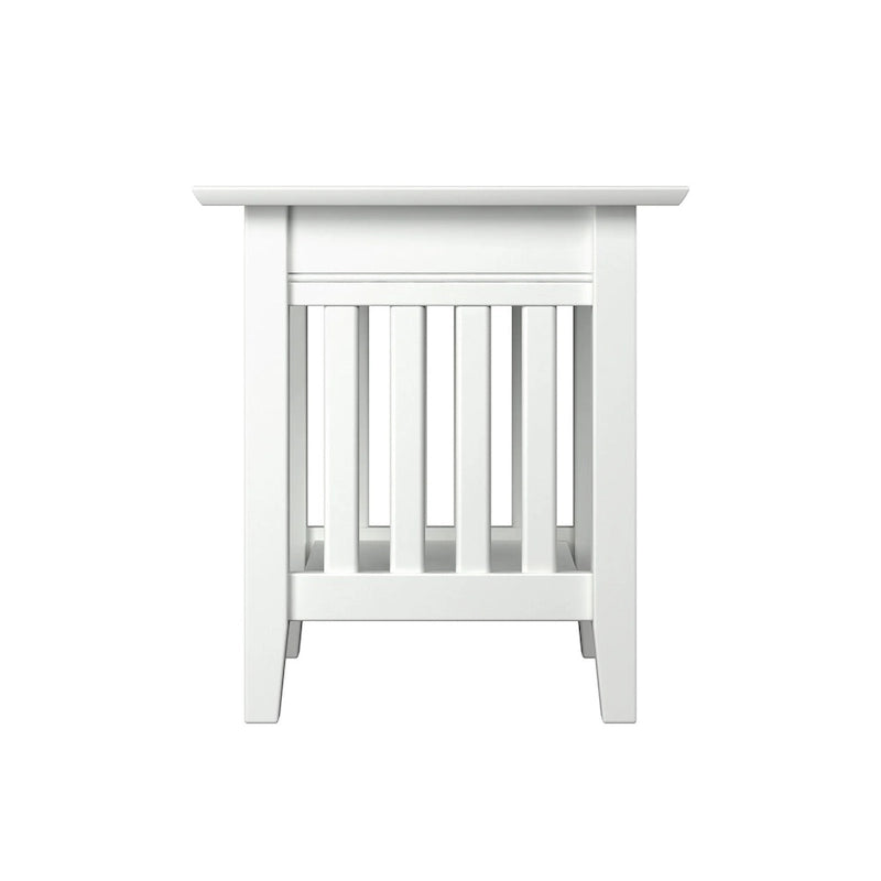 Mission End Table with Charging Station in White