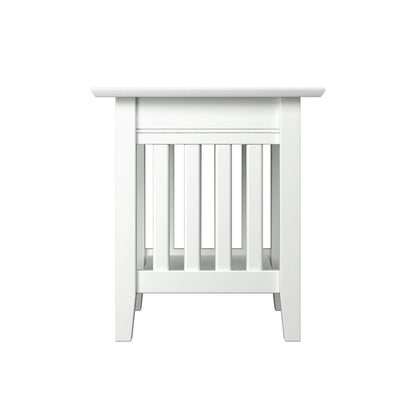 Mission End Table with Charging Station in White