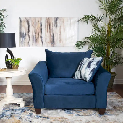 Roundhill Furniture Camero Fabric Pillowback Chair in Navy Blue