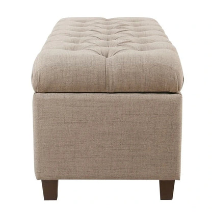 Copper Grove Muir Tan Fabric Button Tufted Storage Bench