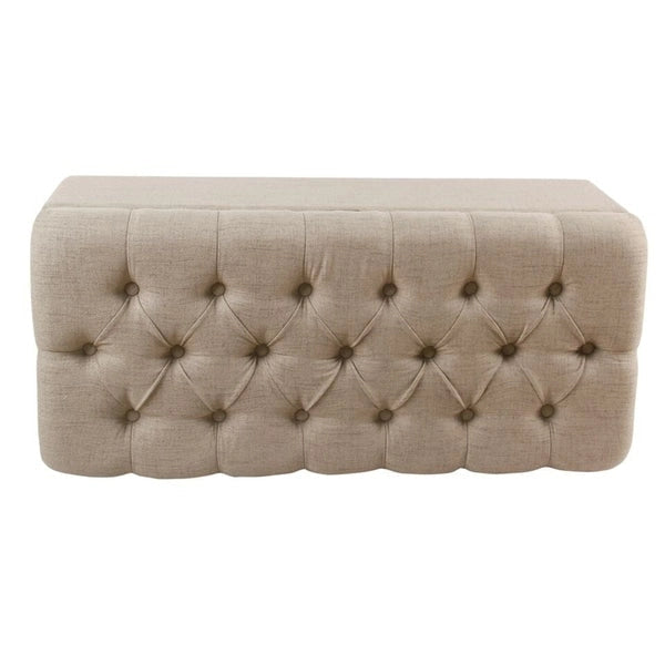 Copper Grove Muir Tan Fabric Button Tufted Storage Bench