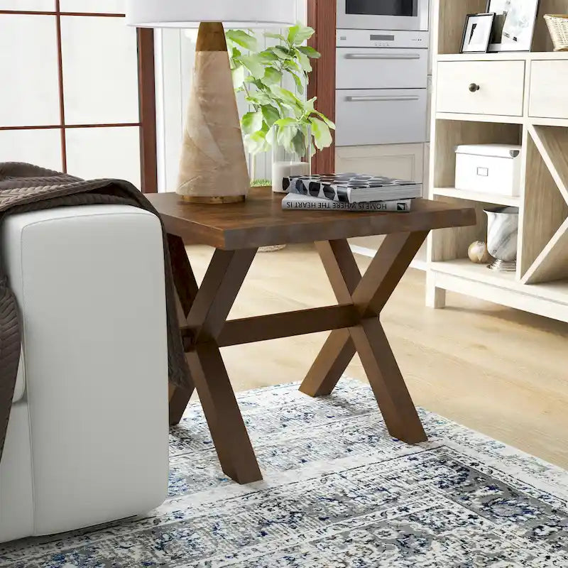 Mav Transitional Walnut 24-inch Solid Wood Side Table by Furniture of America