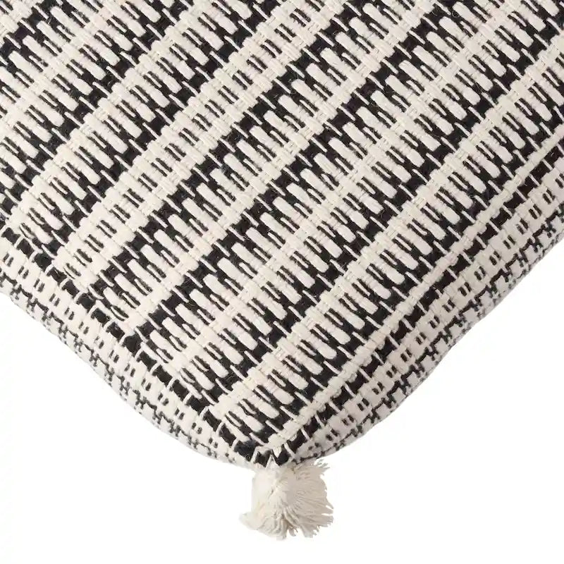 Ister Handmade Striped Cream/Black Pouf
