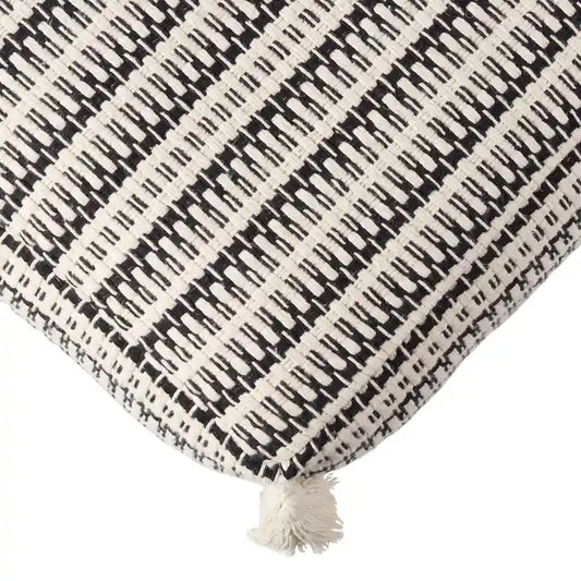 Ister Handmade Striped Cream/Black Pouf