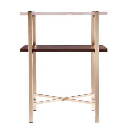 SEI Furniture Aldea Square Faux Marble Side Table w/ Storage