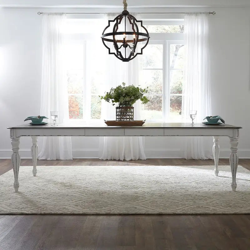 Magnolia Manor Antique White Weathered Bark Rectangular Leg Table - Antique White