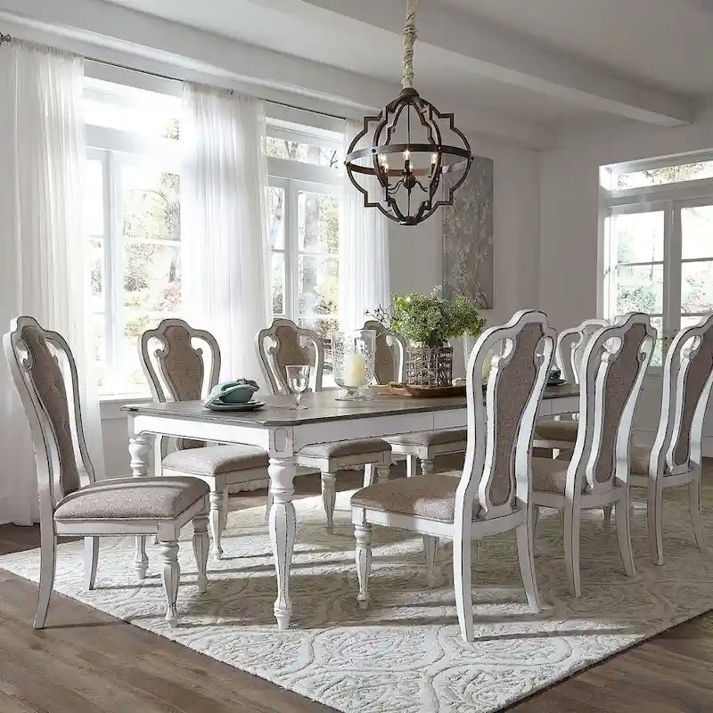 Magnolia Manor Antique White Weathered Bark Rectangular Leg Table - Antique White