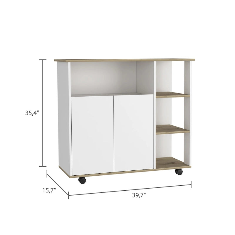 FM Furniture Serbia Kitchen Island, One Cabinet, Four Open Shelves