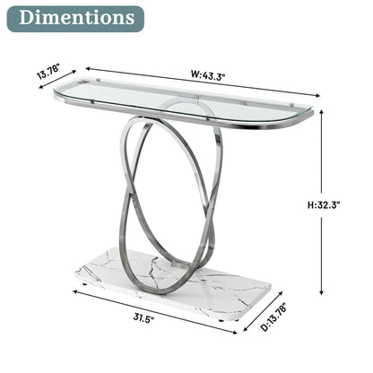 Myhozm 43.3 inches Console Table with Geometric Base, Modern Sofa Table for Entryway, Living Room