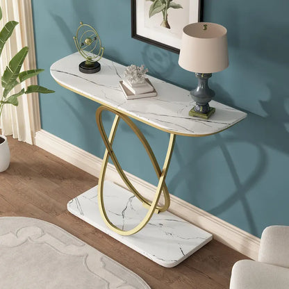 Myhozm 43.3 inches Console Table with Geometric Base, Modern Sofa Table for Entryway, Living Room
