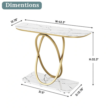 Myhozm 43.3 inches Console Table with Geometric Base, Modern Sofa Table for Entryway, Living Room