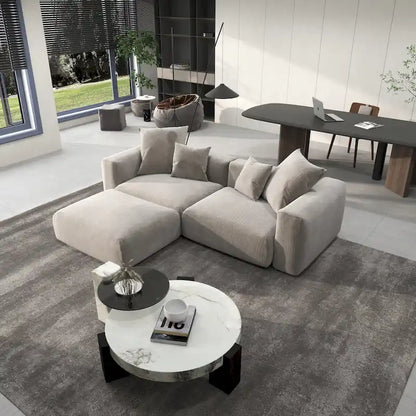 102 Oversized Corduroy Modular Sofa Reversible Couch with Ottoman