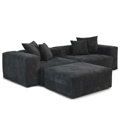 102 Oversized Corduroy Modular Sofa Reversible Couch with Ottoman