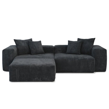 102 Oversized Corduroy Modular Sofa Reversible Couch with Ottoman