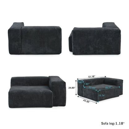 102 Oversized Corduroy Modular Sofa Reversible Couch with Ottoman
