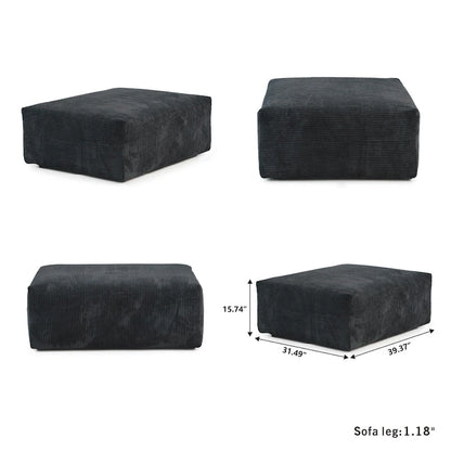102 Oversized Corduroy Modular Sofa Reversible Couch with Ottoman