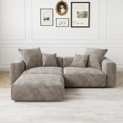 102 Oversized Corduroy Modular Sofa Reversible Couch with Ottoman