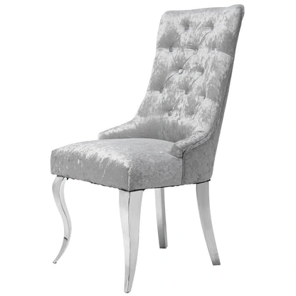 Ice Velvet Button Tufted Dining Chair High Wingback