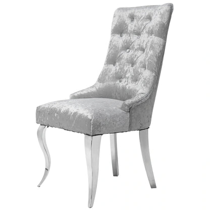 Ice Velvet Button Tufted Dining Chair High Wingback