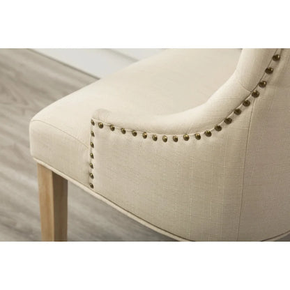 Roundhill Furniture Tufted Solid Wood Silver Nailhead Wingback Hostess Chairs (Set of 2)