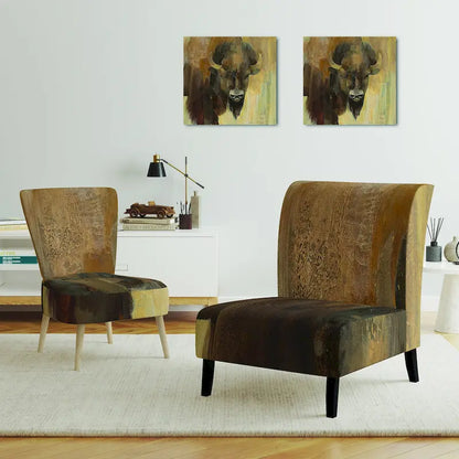 Designart Into The Wild Gold Buffalo Upholstered Modern Farmhouse Accent Chair - Arm Chair