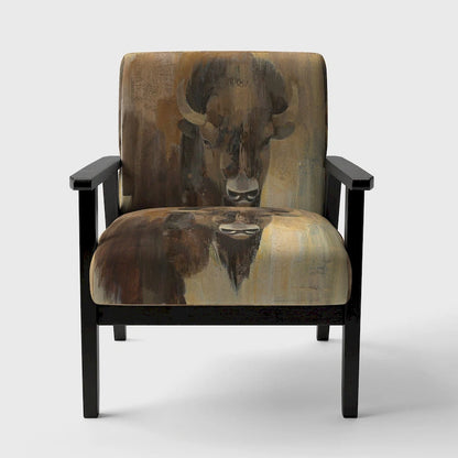 Designart Into The Wild Gold Buffalo Upholstered Modern Farmhouse Accent Chair - Arm Chair