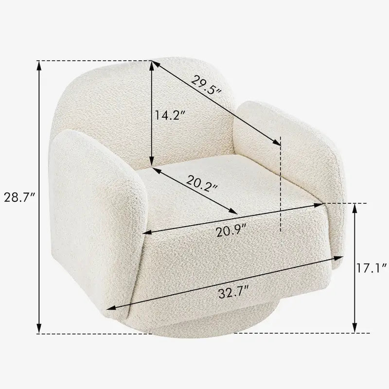 Boucle Upholstered Swivel Accent Barrel Chair with Armrest, Set of 1