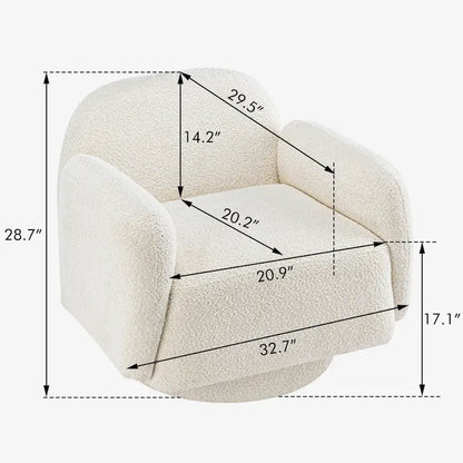 Boucle Upholstered Swivel Accent Barrel Chair with Armrest, Set of 1