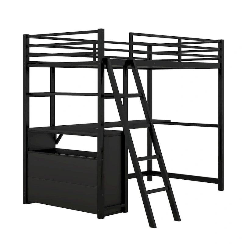 Loft Bed with Desk and Shelves
