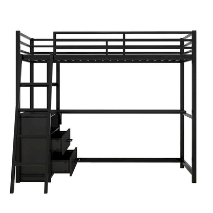 Loft Bed with Desk and Shelves