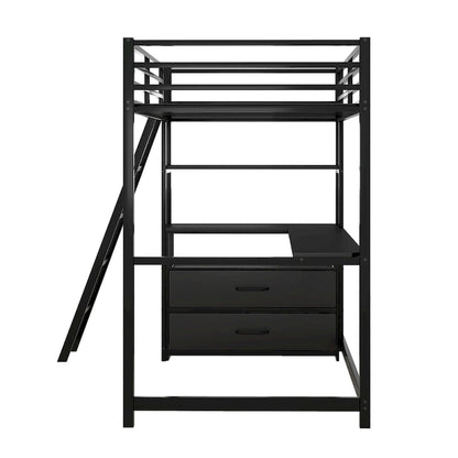 Loft Bed with Desk and Shelves