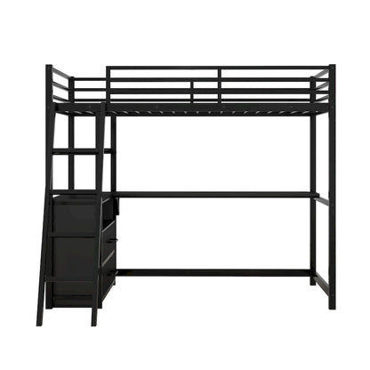 Loft Bed with Desk and Shelves