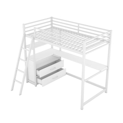 Loft Bed with Desk and Shelves