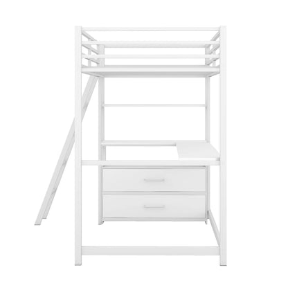 Loft Bed with Desk and Shelves