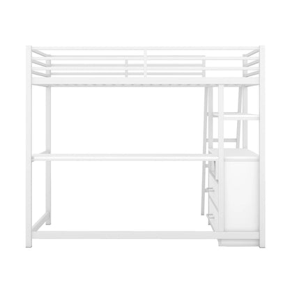 Loft Bed with Desk and Shelves