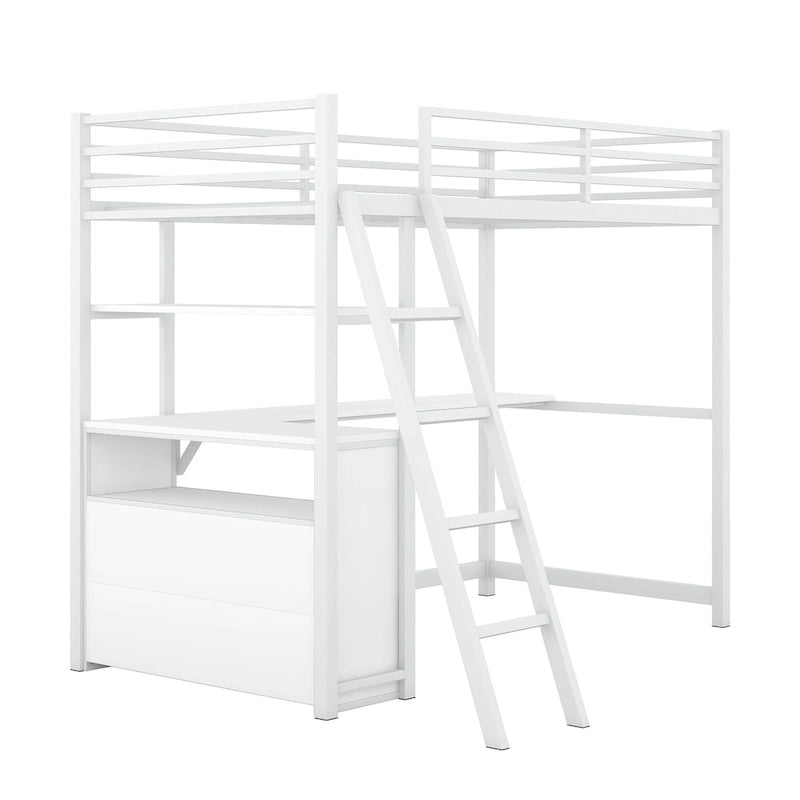 Loft Bed with Desk and Shelves