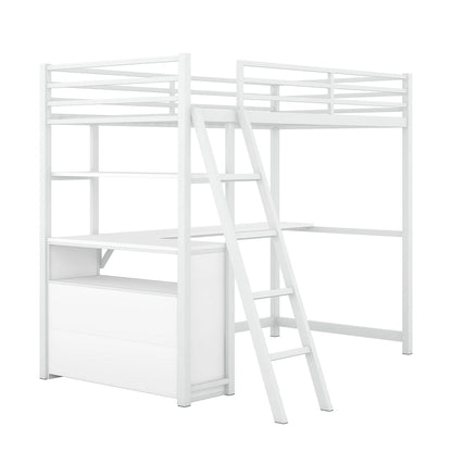 Loft Bed with Desk and Shelves