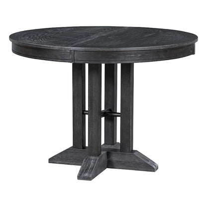 5-Piece Dining Set Extendable Round Table and 4 Upholstered Chairs Farmhouse Dining Set