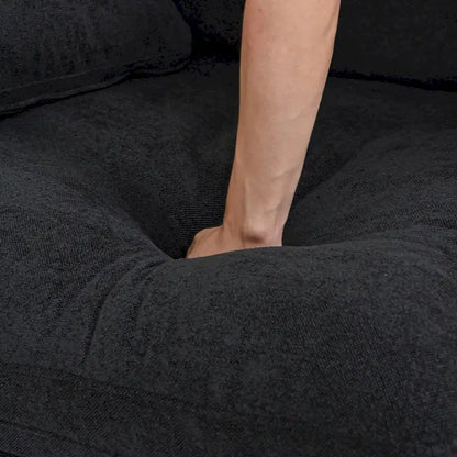 160.6 Modern Linen Sectional Sofa4-seater Modular Couch with Storage Ottoman for Living Room.