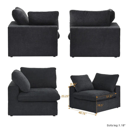 160.6 Modern Linen Sectional Sofa4-seater Modular Couch with Storage Ottoman for Living Room.