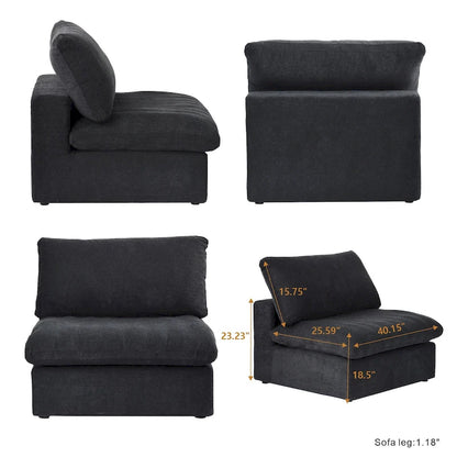 160.6 Modern Linen Sectional Sofa4-seater Modular Couch with Storage Ottoman for Living Room.