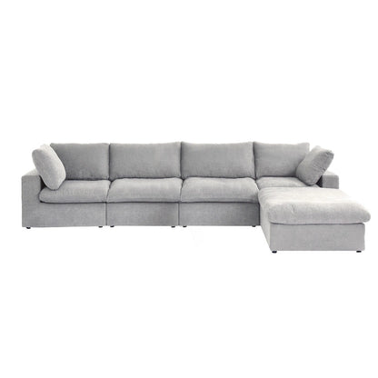 160.6 Modern Linen Sectional Sofa4-seater Modular Couch with Storage Ottoman for Living Room.