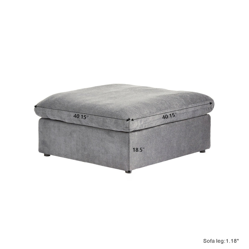 160.6 Modern Linen Sectional Sofa4-seater Modular Couch with Storage Ottoman for Living Room.